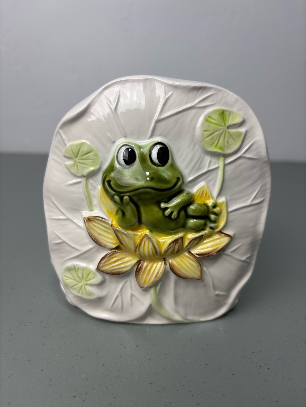 Sears, Roebuck & Co. 1978 Frog Ceramic Napkin Holder Japan 3D Glossy 4.5" VTG